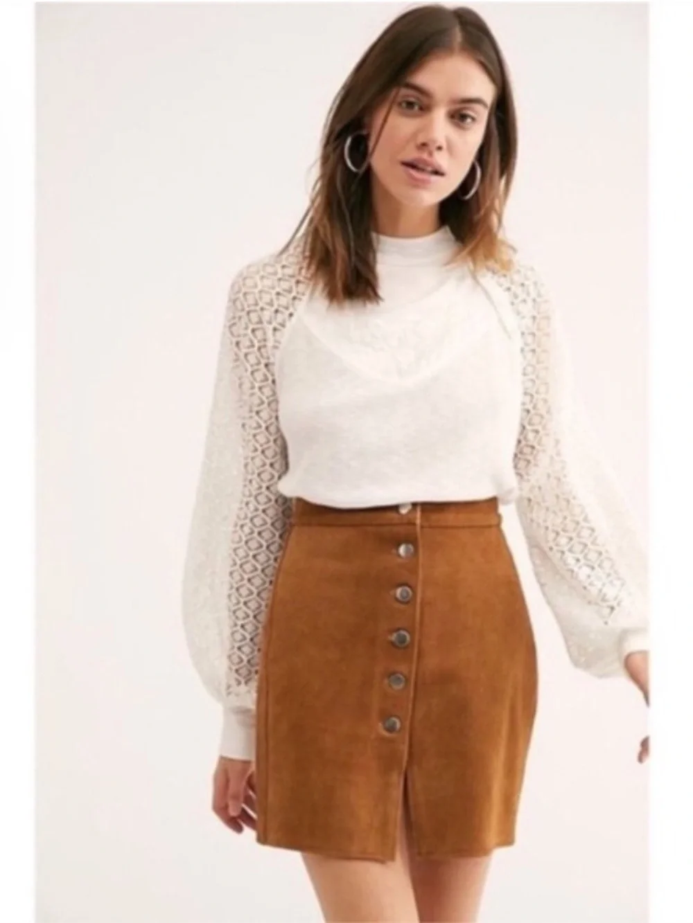 Free People Sweetest Thing Thermal Top Ivory White Size Large NWT New